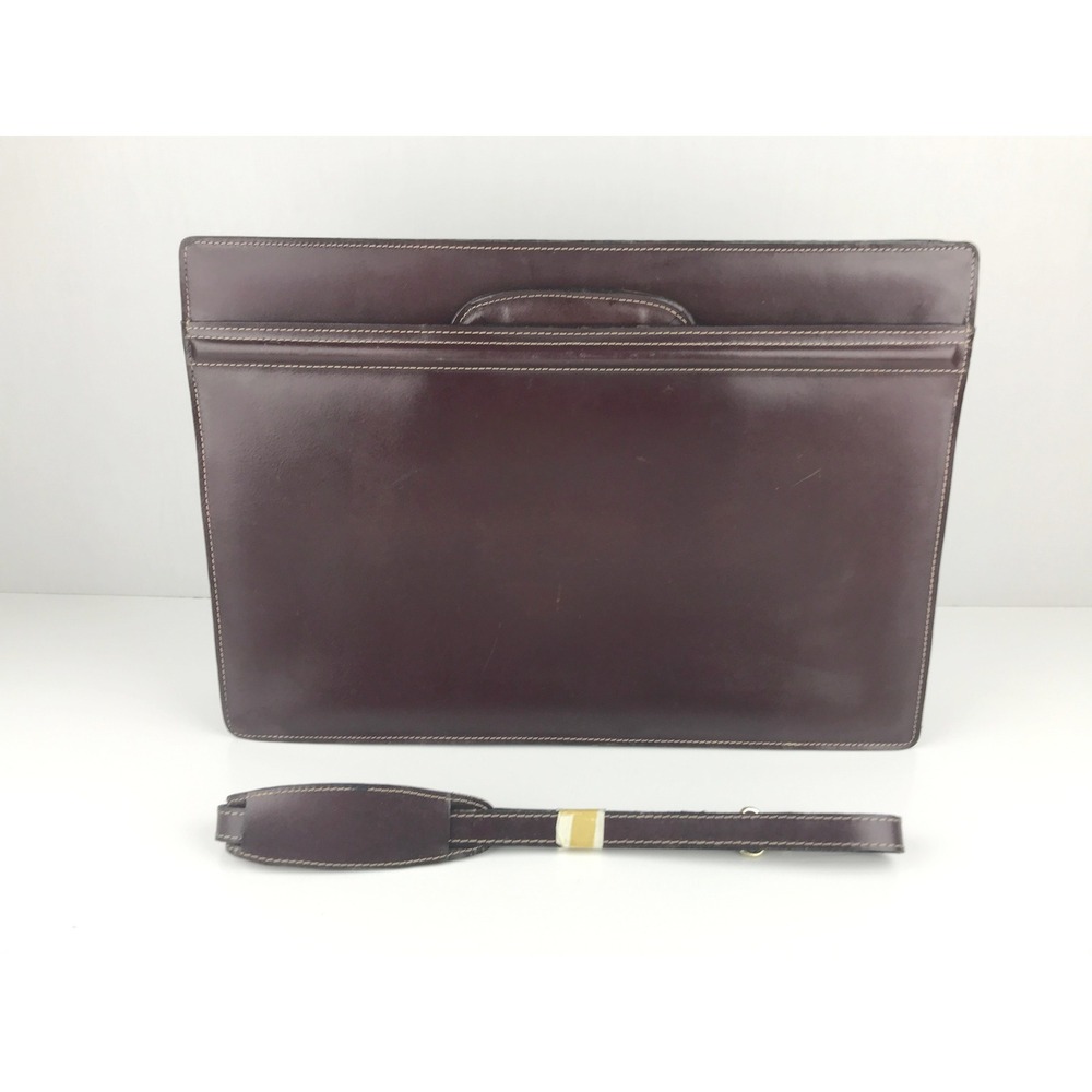 Dilana Classic Leather Briefcase Folio Bag Dark Brown‎ Detachable Strap Business